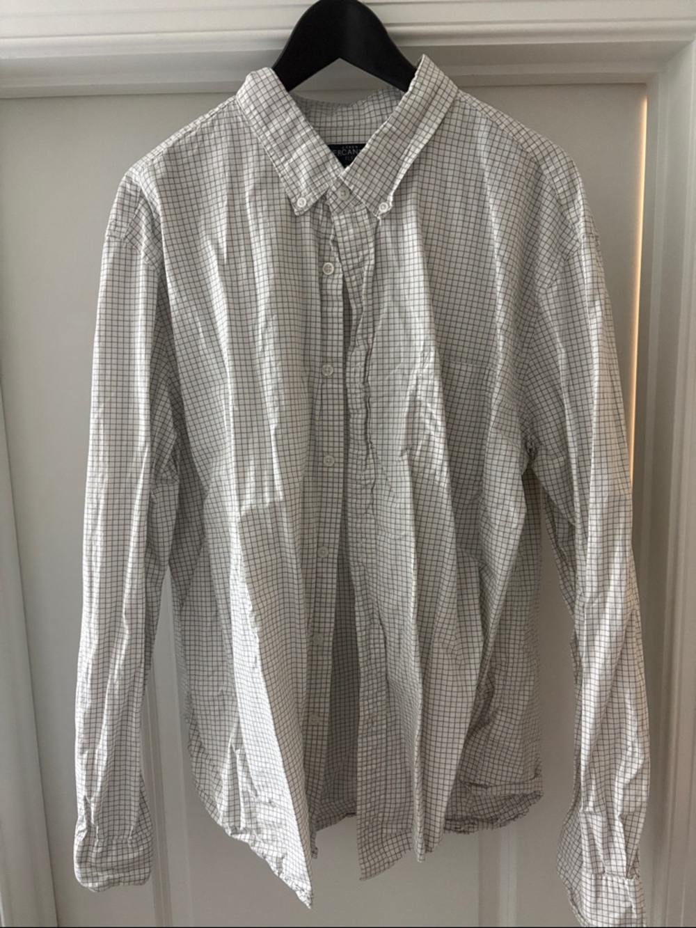 JCrew Mercantile Flex Men's Button-Down Check Shirt - White & Gray